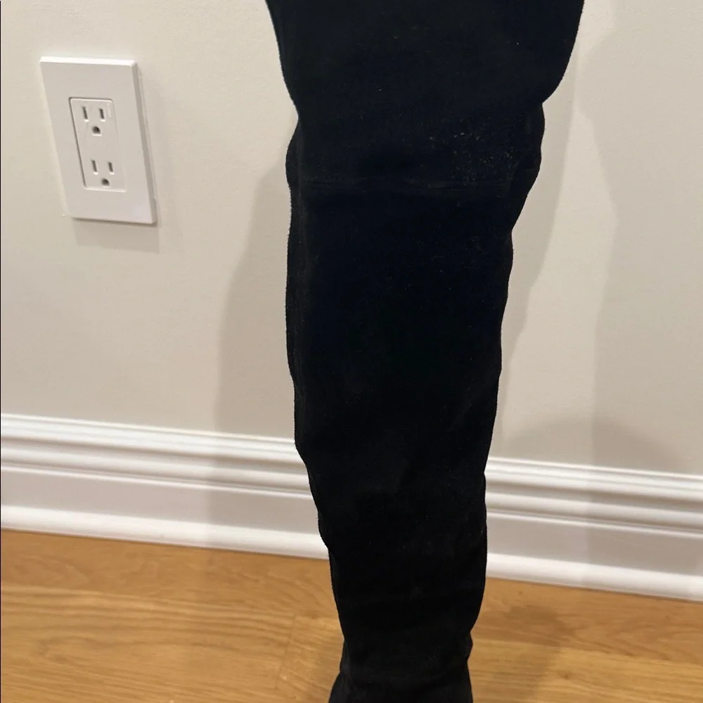 Stuart Weitzman Elegant Black Suede Highland Over-the-Knee Boots